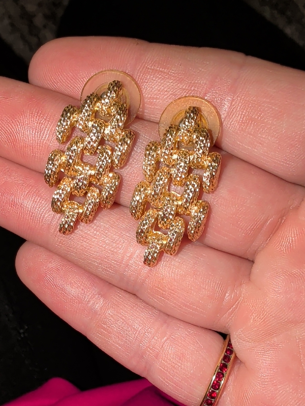 Vintage Gold Tone Chain Link Drop Earrings